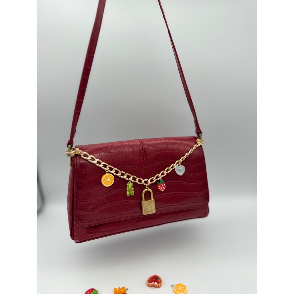authentic Louis Vuitton padlock & no brand stainless chain repurposed bag charm - Picture 3 of 10